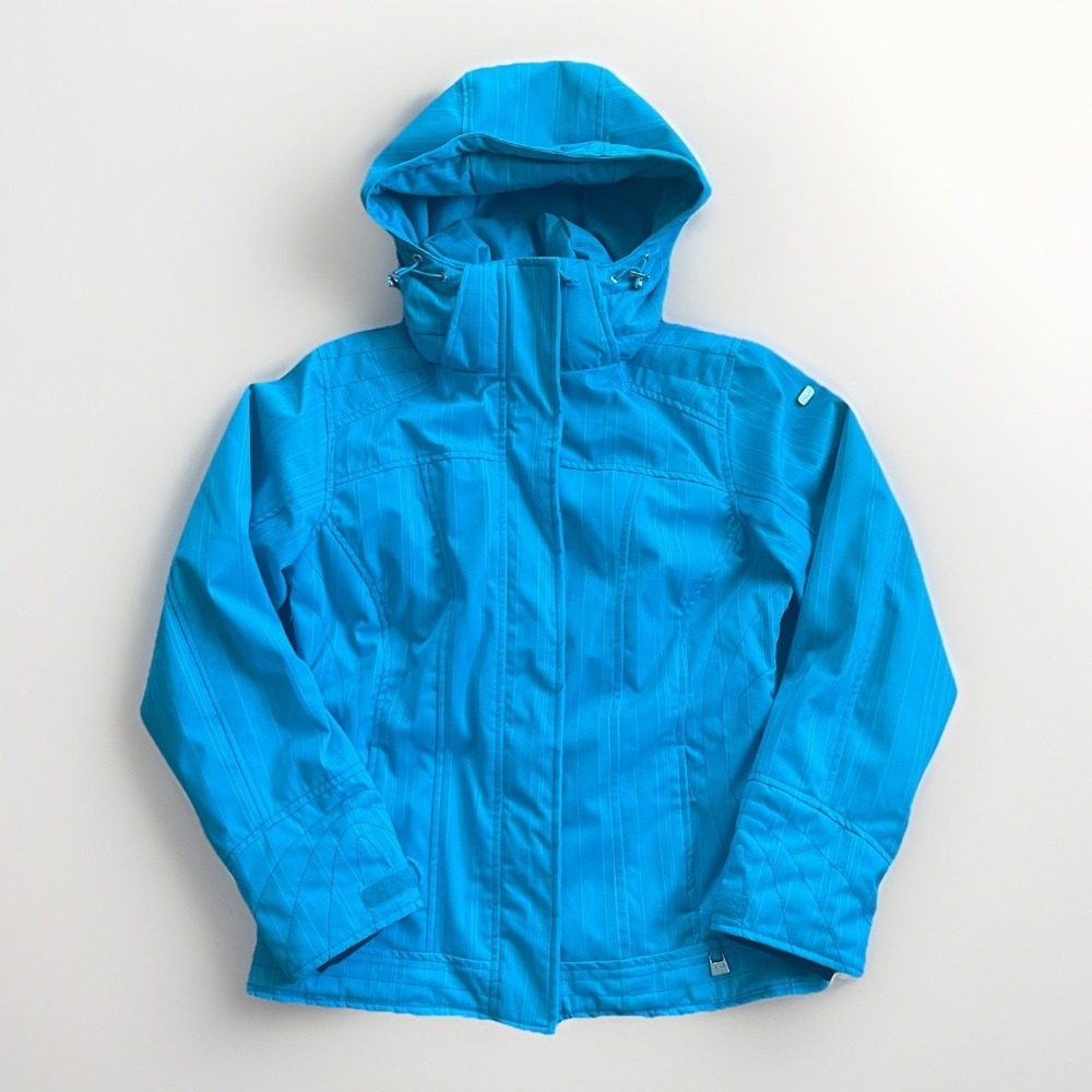 NILS HOODED SKI JACKET Womens 4 Blue Zip Lots Of Pockets Warm Adjustable Cuffs